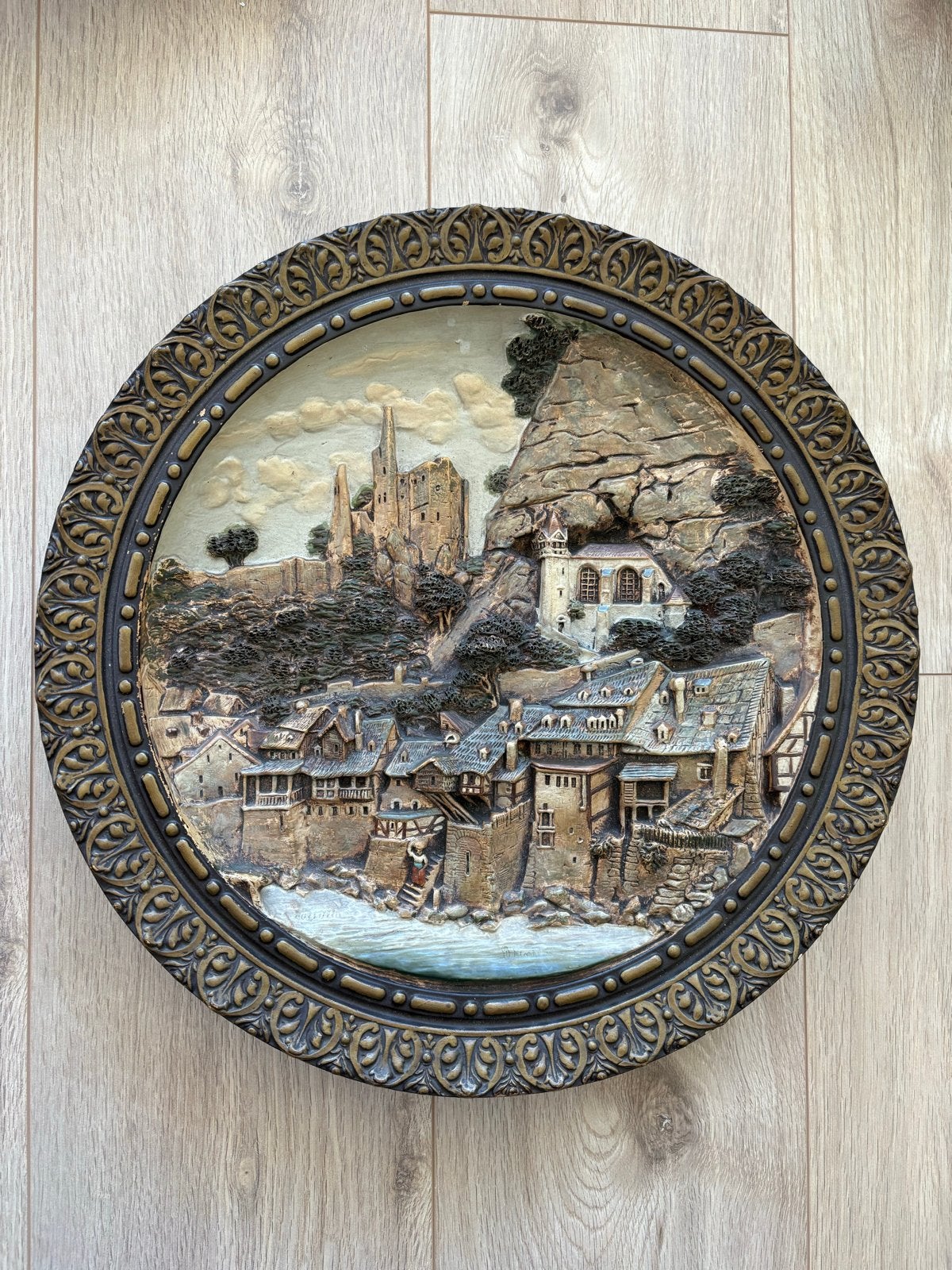 Vintage 3D Antiek Decoratie Wandbord Muurplaquette WS&S 6917, Ophalen of Verzenden