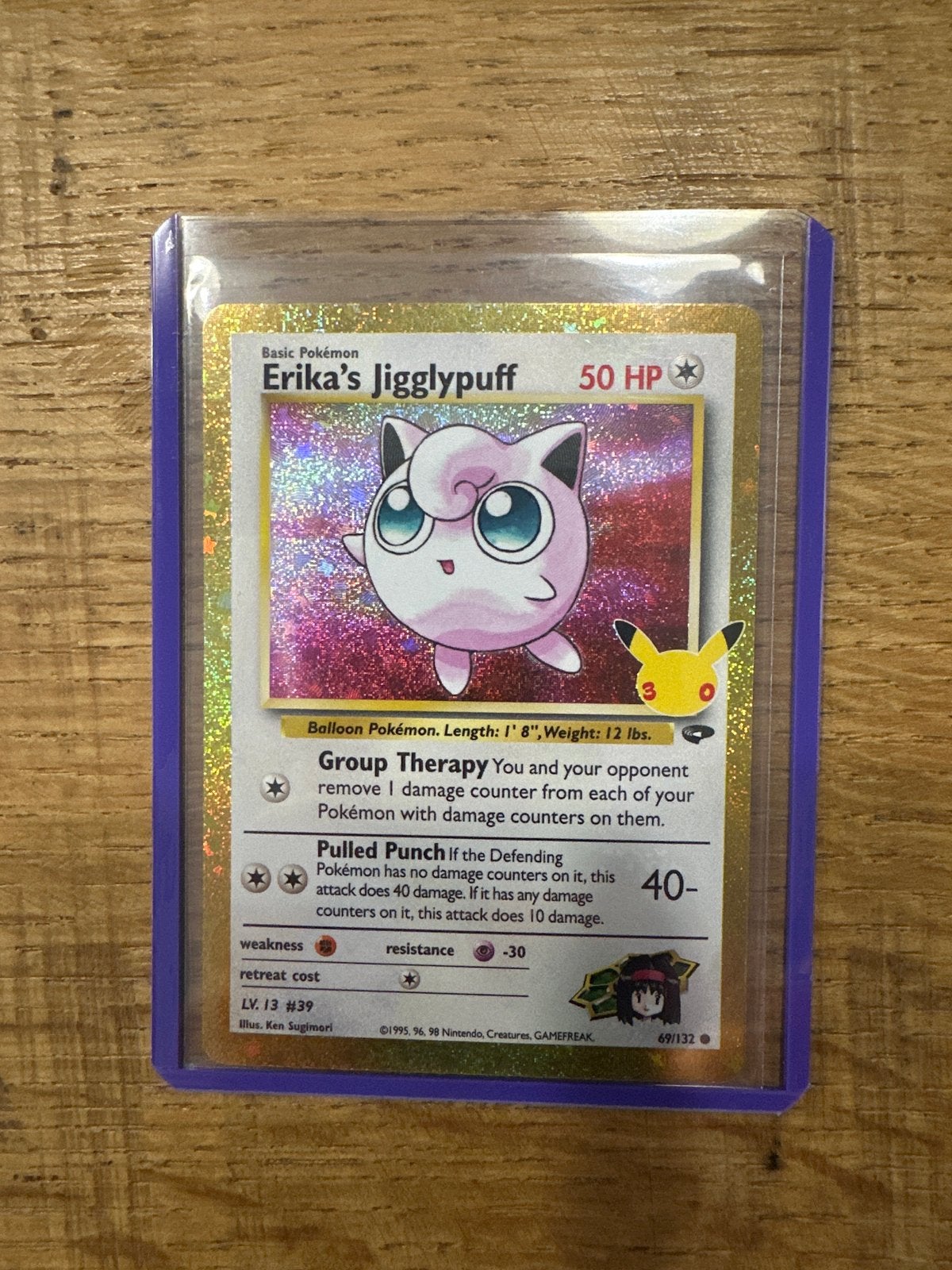 Erika's Jigglypuff Pokémon kaart - Celebrations 25th Anniver, Ophalen of Verzenden, Zo goed als nieuw, Losse kaart, Foil