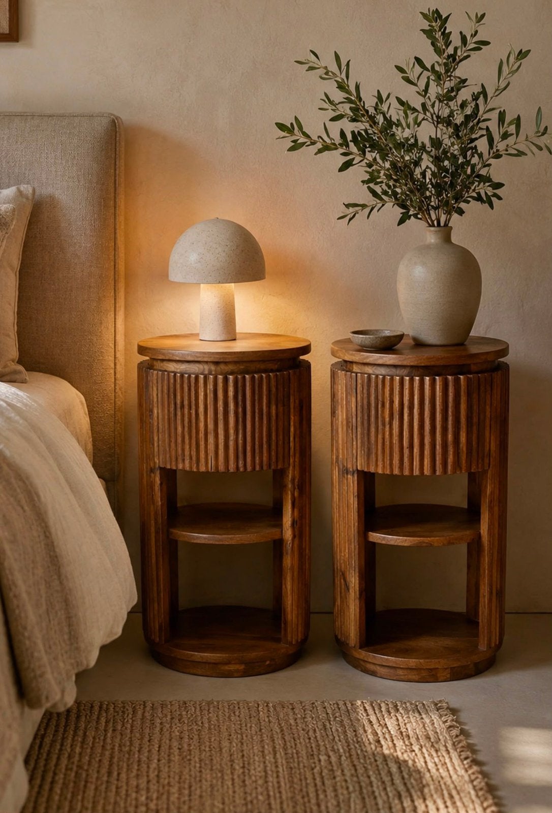 Magazijn leegverkoop set nachtkastjes Japandi mangohout sale, Nieuw, Ophalen of Verzenden, Info@wkhome.nl, Japandi