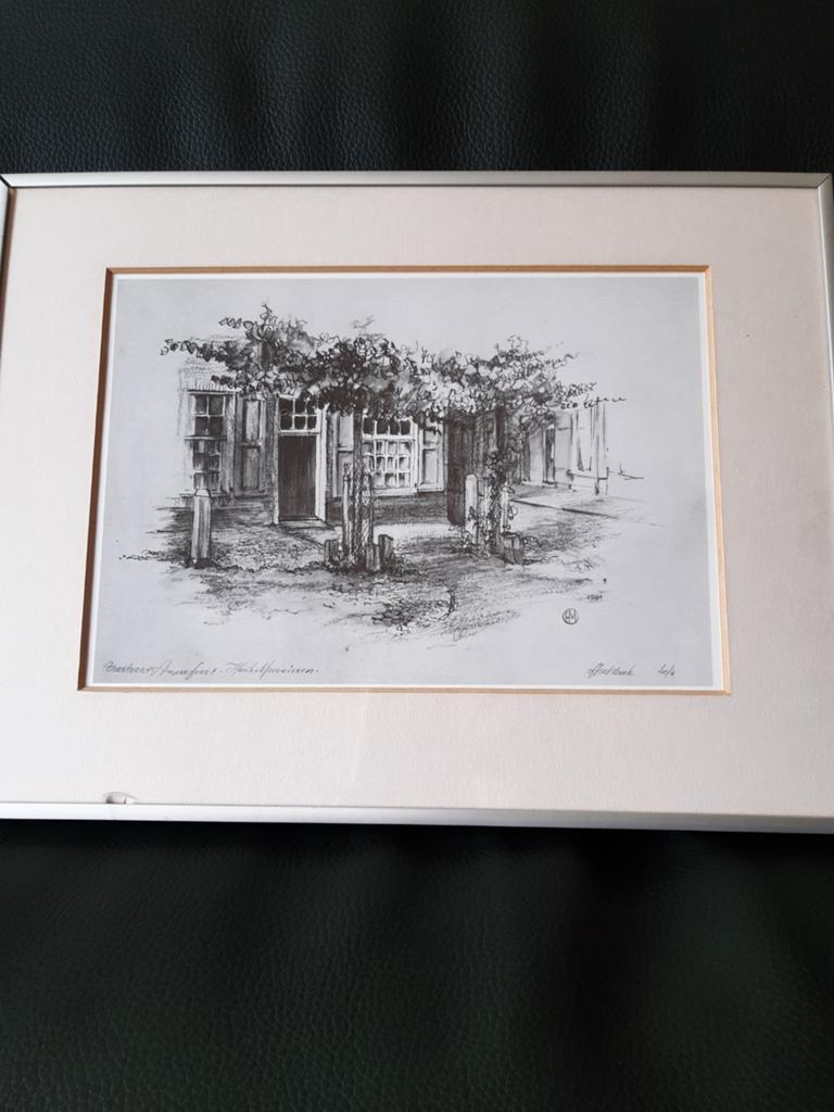 Tekening Amersfoort van Henk Meeuwissen 1920-1994 offsetdruk, Ophalen of Verzenden