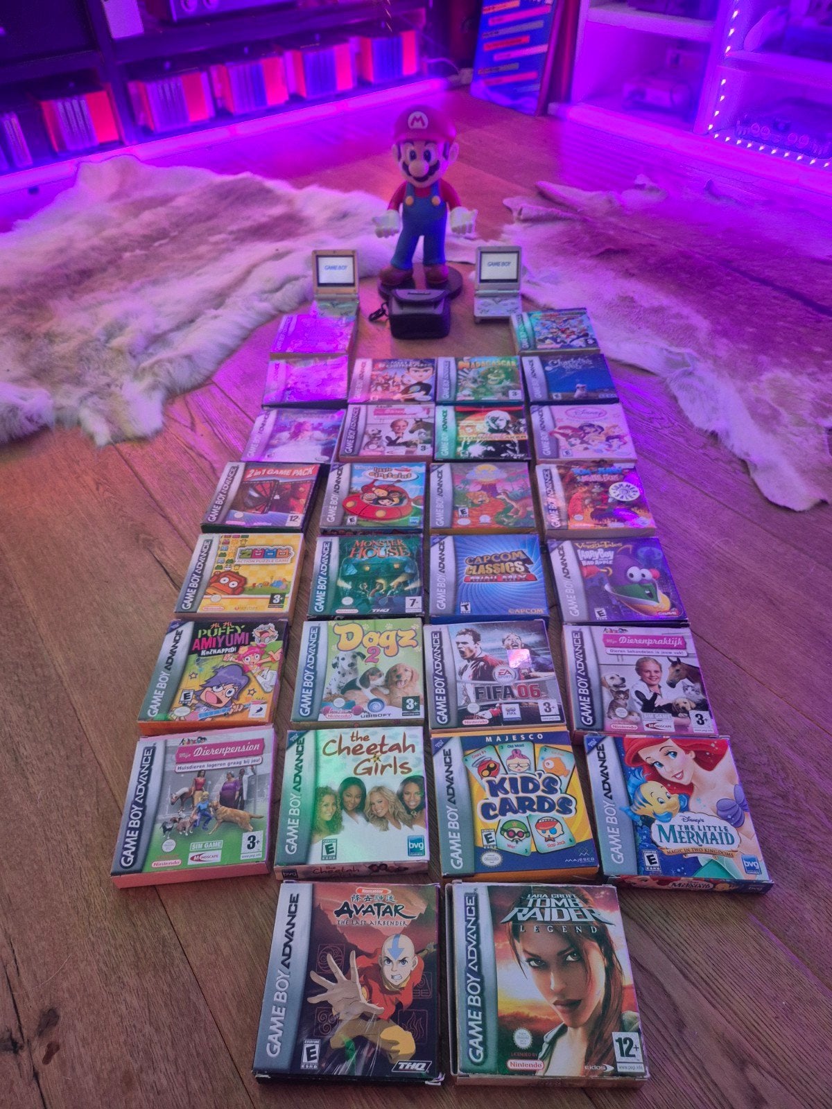 Game Boy Advance SP met 2 consoles en 28 games, Spelcomputers en Games, Ophalen of Verzenden, Gebruikt, Game Boy Advance SP, Met games