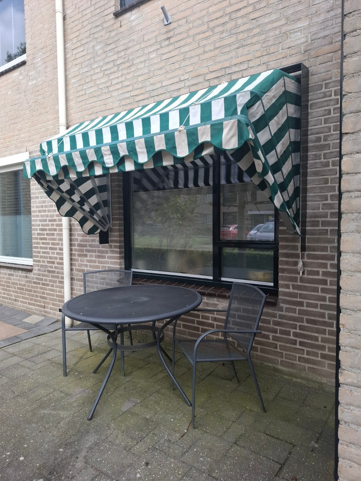 Markies groen/wit gestreept met aluminium ombouw, Tuin en Terras, Ophalen, Gebruikt, Minder dan 250 cm, Markies