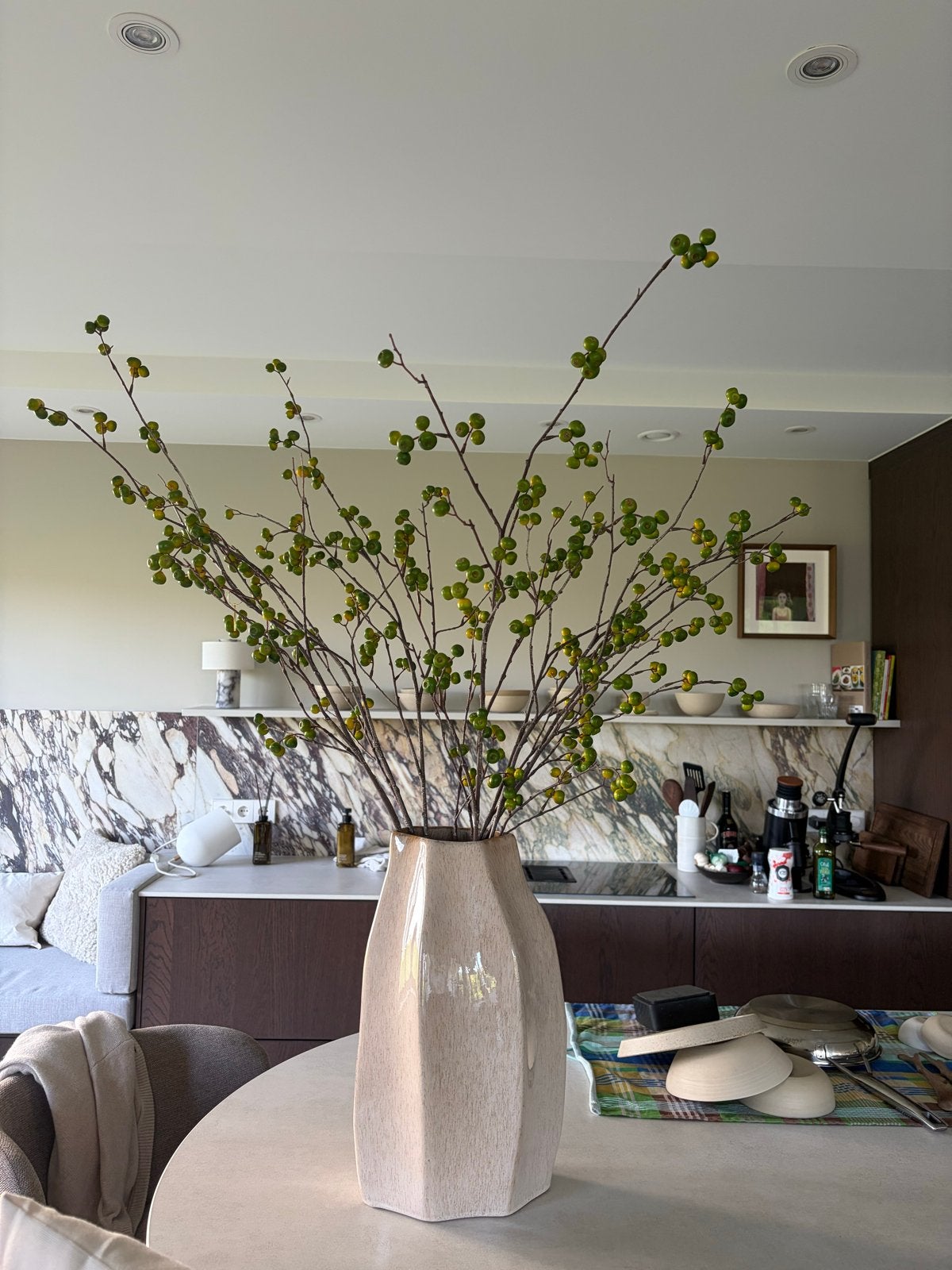 Bloom and Wolf vaas met duurzaam boeket, Ophalen, Overige materialen, Beige, Inclusief decoratie