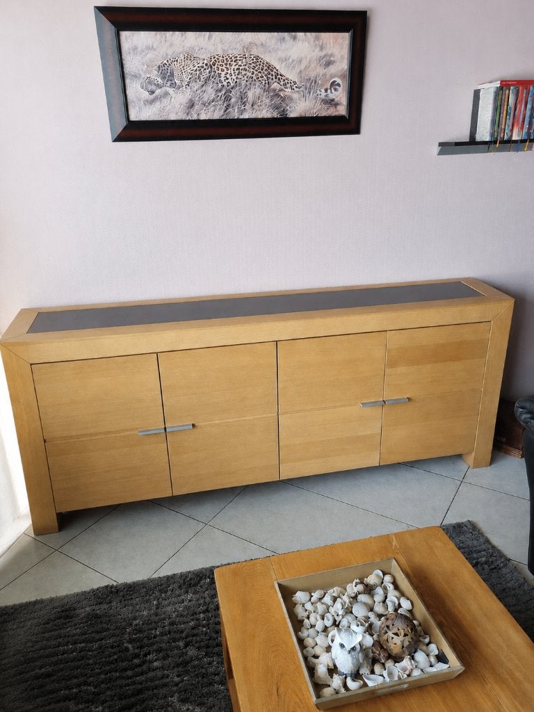 Dressoir Blank Eiken met Natuurstenen top, Ophalen, Met plank(en), Eikenhout, Zo goed als nieuw
