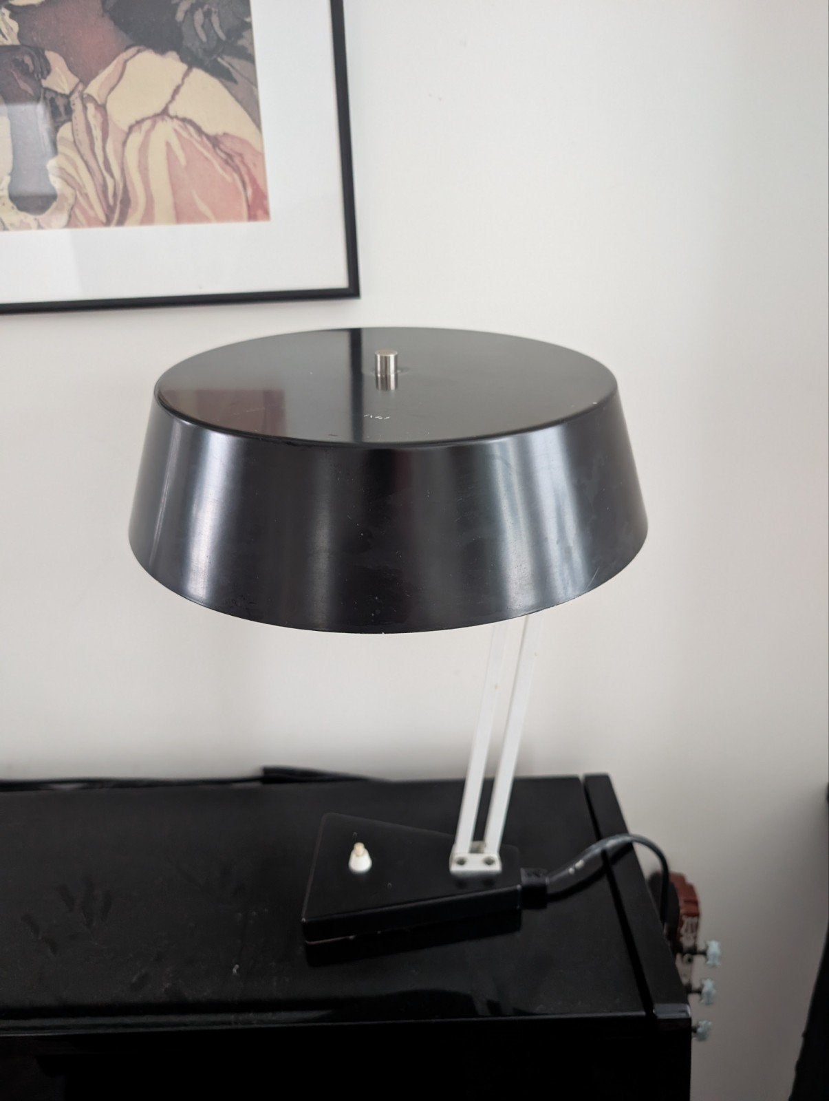 Vintage Hala Zeist Model 135 tafellamp - Herman Busquet, Bureaulamp, Wit, Ophalen of Verzenden, Metaal