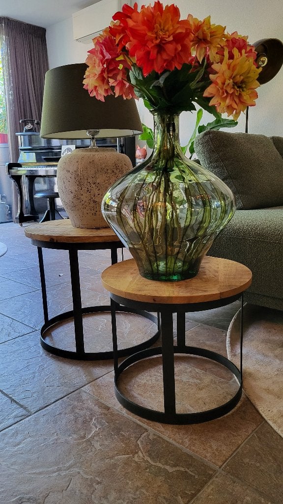 ronde bijzet tafels (2), Huis en Inrichting, Overige materialen, Minder dan 55 cm, Rond, Zo goed als nieuw