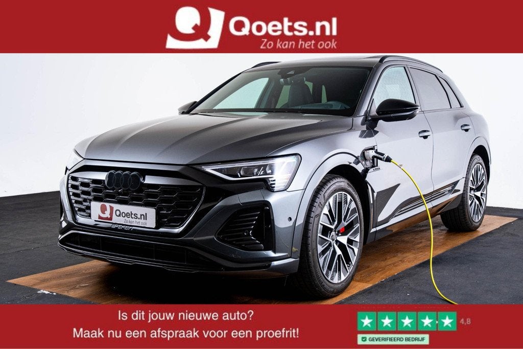 Audi Q8 e-tron 55 quattro S Edition 115 kWh Panoramadak - He, Auto's, Audi, Automaat, 12 maanden, Zwart, Q8 e-tron