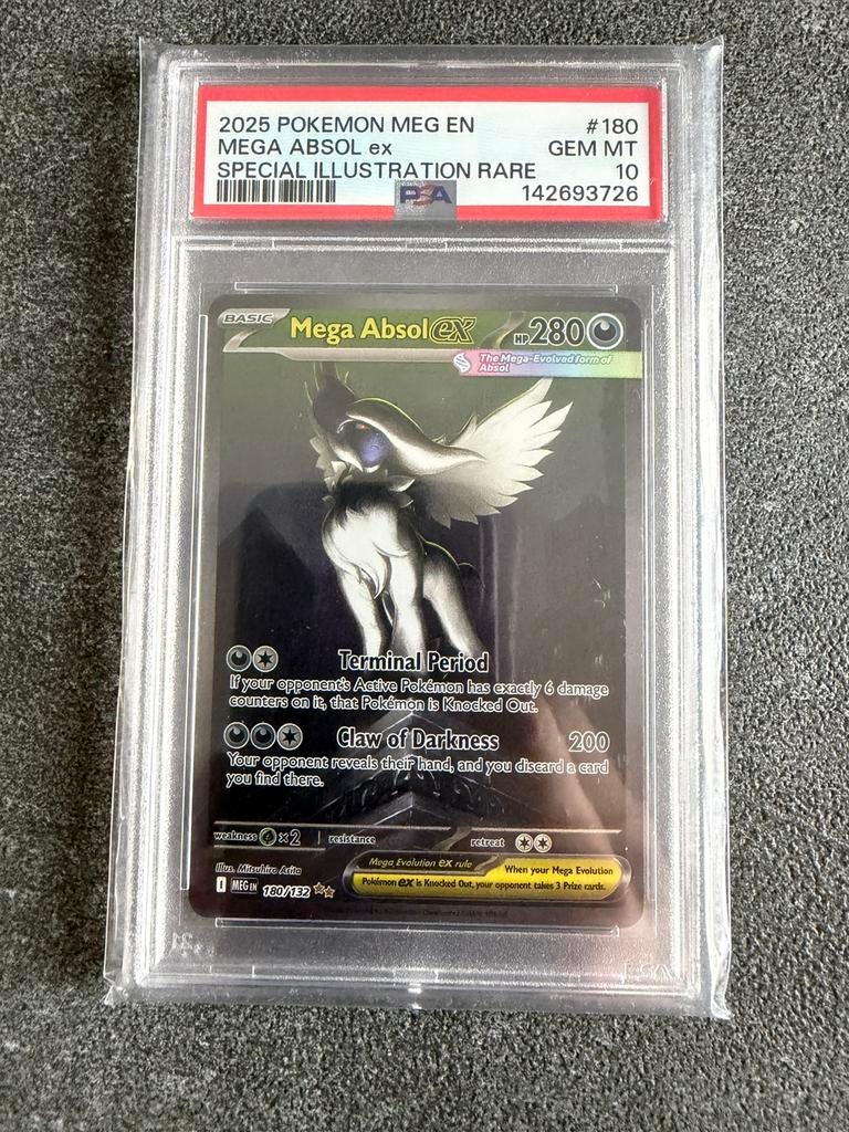 Mega Absol Ex 180/132 Pokémon Mega Evolutions Graded PSA 10, Ophalen of Verzenden, Zo goed als nieuw