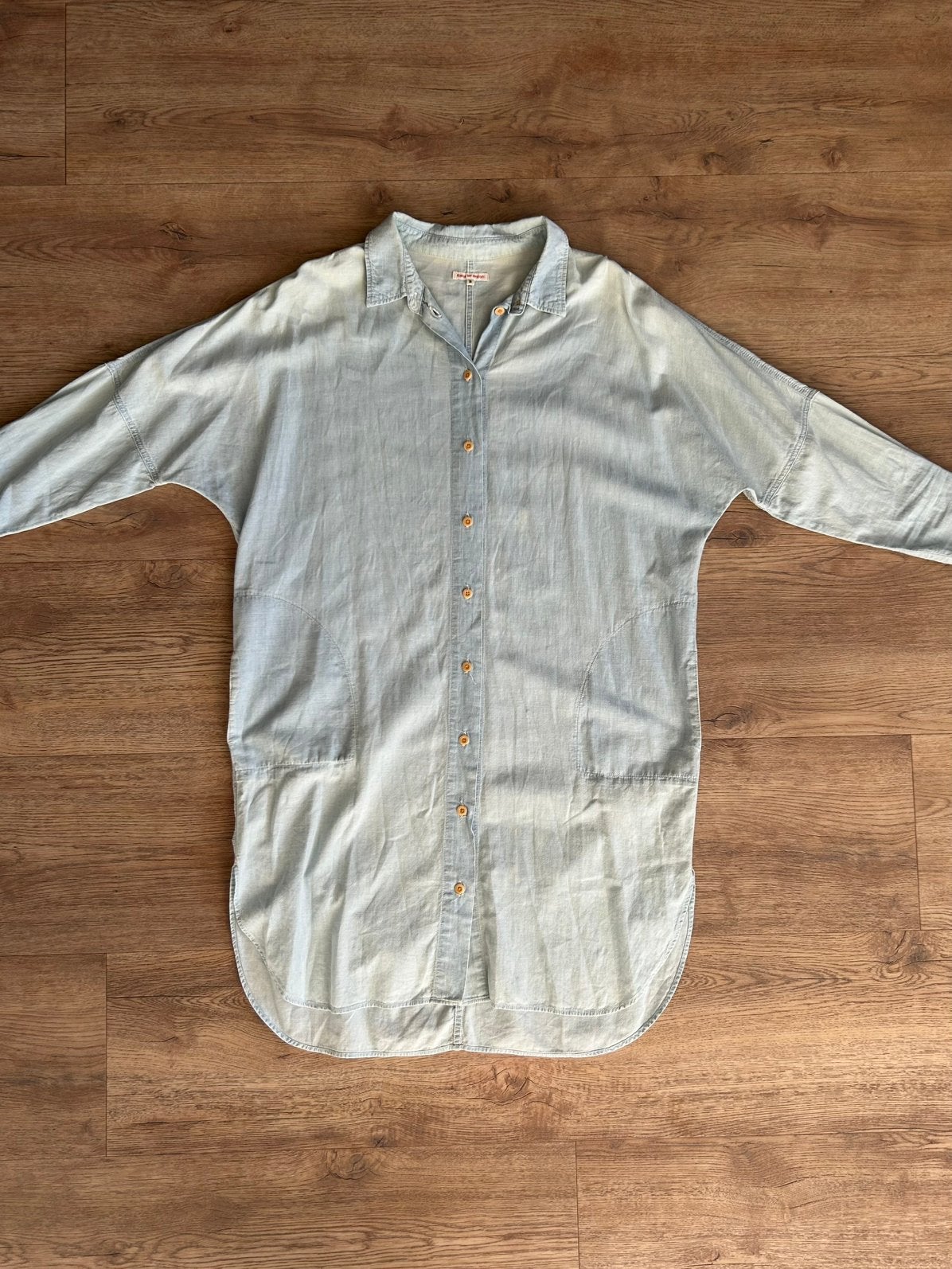 Kings of Indigo | Lichtblauwe oversized blousejurk | Maat S, Blauw, Ophalen of Verzenden, Zo goed als nieuw, Maat 36 (S)