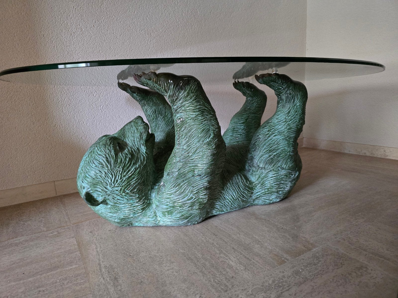 Hollywood Regency Salontafel met sculpturale beer, Ophalen of Verzenden