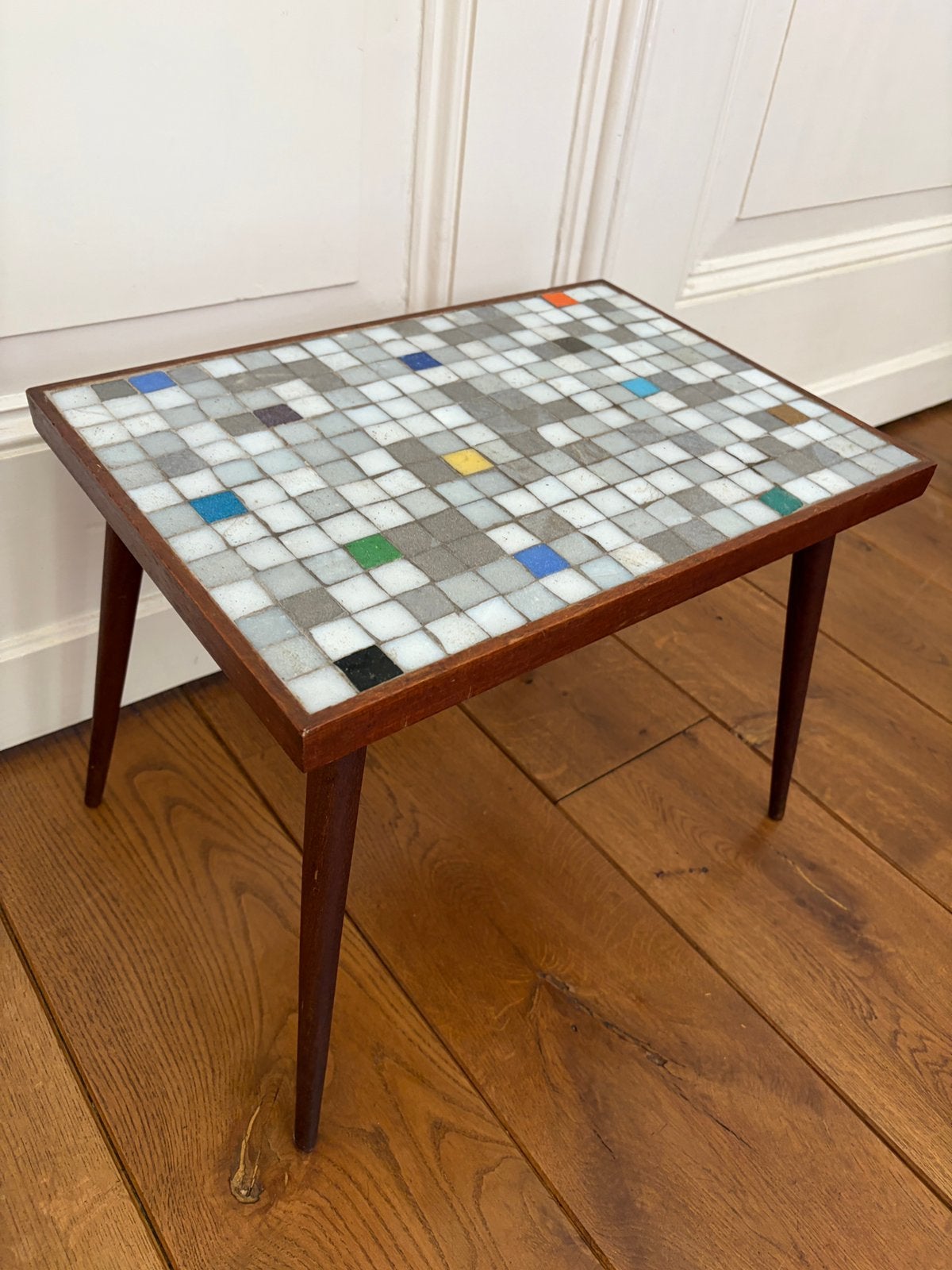 Mid-Century mozaïektafeltje vintage plantentafel bijzettafel, Ophalen, Minder dan 45 cm, Minder dan 55 cm, Zo goed als nieuw