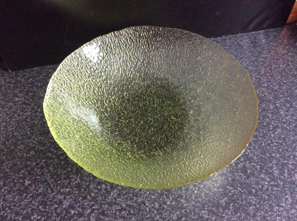 Schaal glas 30 cm. mintgroen Vintage, Ophalen, Schaal, Rond, Glas