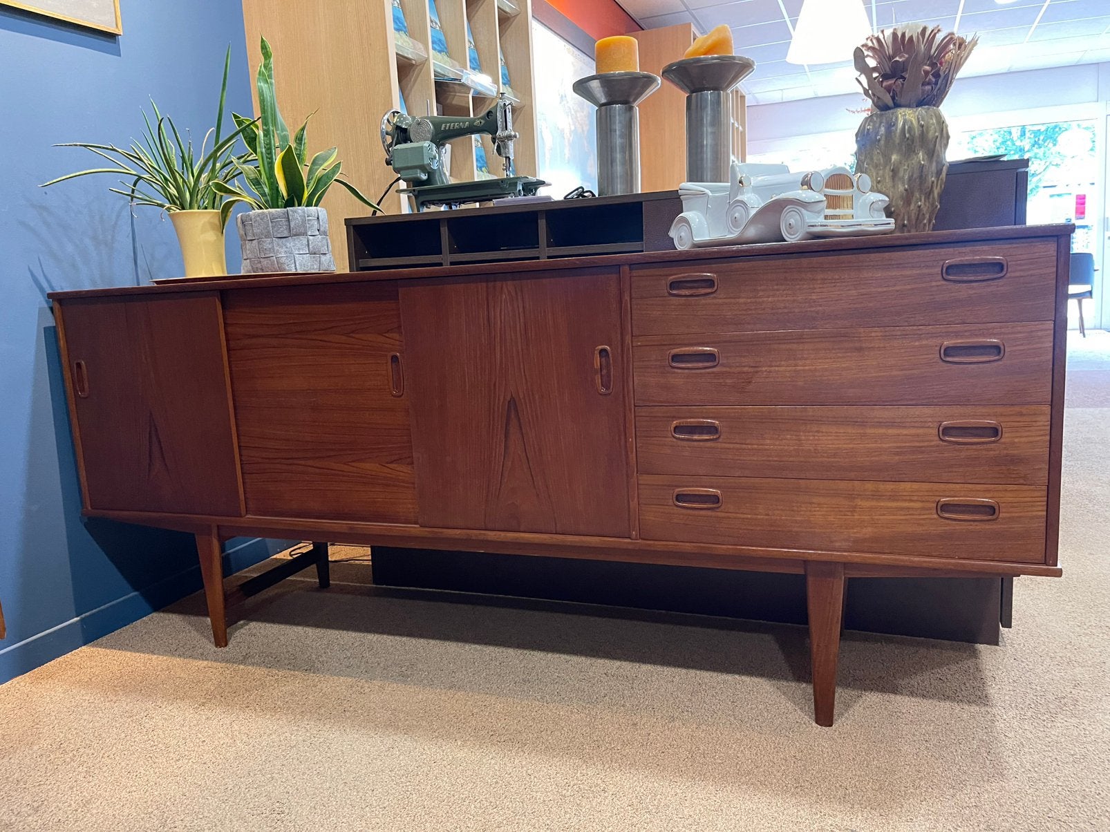 Prachtige Vintage teakhouten dressoir, Ophalen, O, O, O
