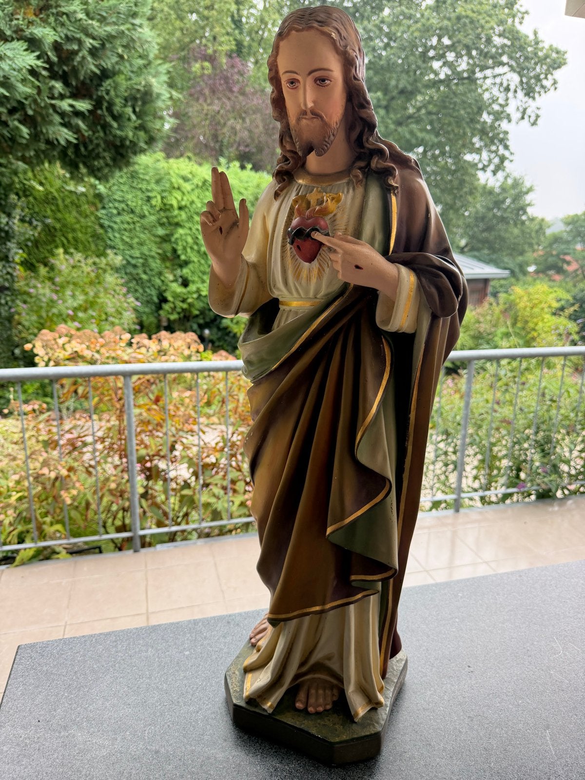 Heilig Hart Jezus beeld 84 cm uit Luik - Afchain & Vanpoulle, Ophalen of Verzenden
