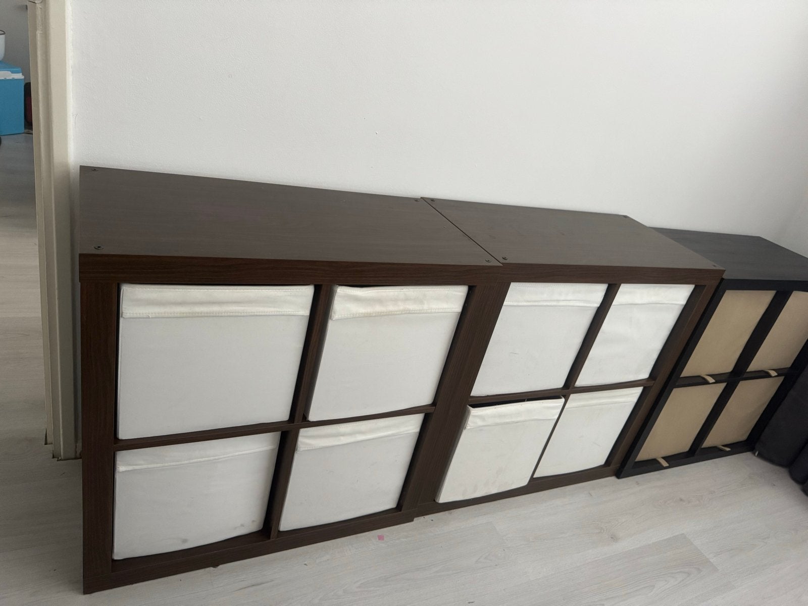 IKEA Kallax Kast met 4 Bakken - Donkerbruin, Huis en Inrichting, Kasten | Overige, Ophalen, Gebruikt