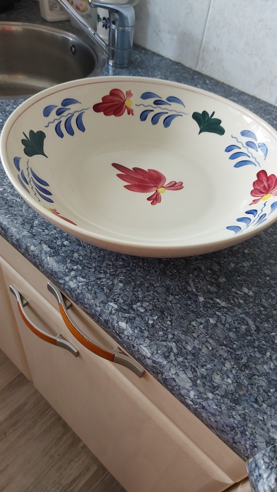 Antieke Boerenbont Schaal - 37 cm, Ophalen of Verzenden