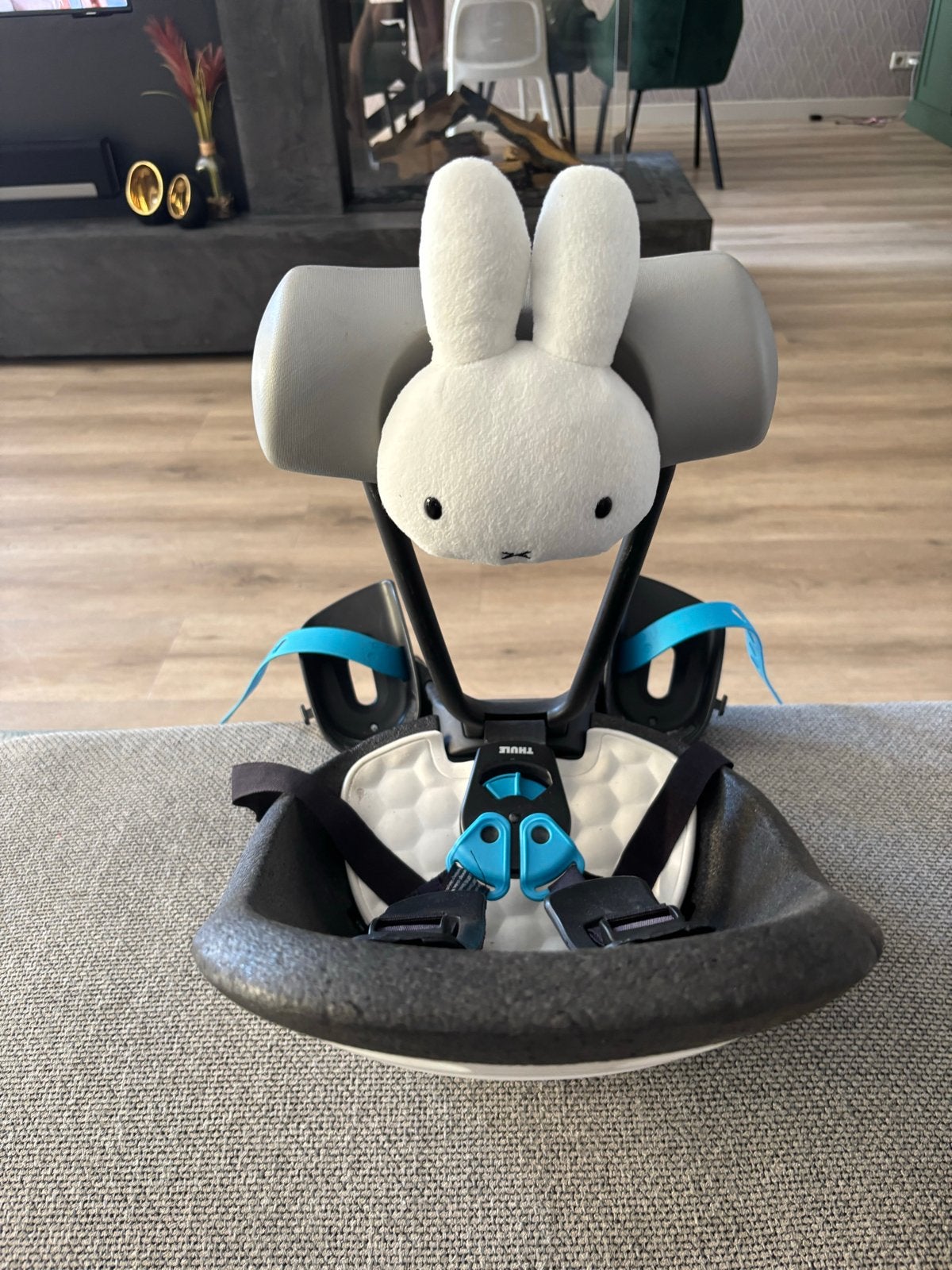 Nijntje Thule Yepp Nexxt Maxi en Mini fietszitjes Wit/Blauw, Fietsen en Brommers, Ophalen, Achterzitje, 9 t/m 18 kg, Gebruikt