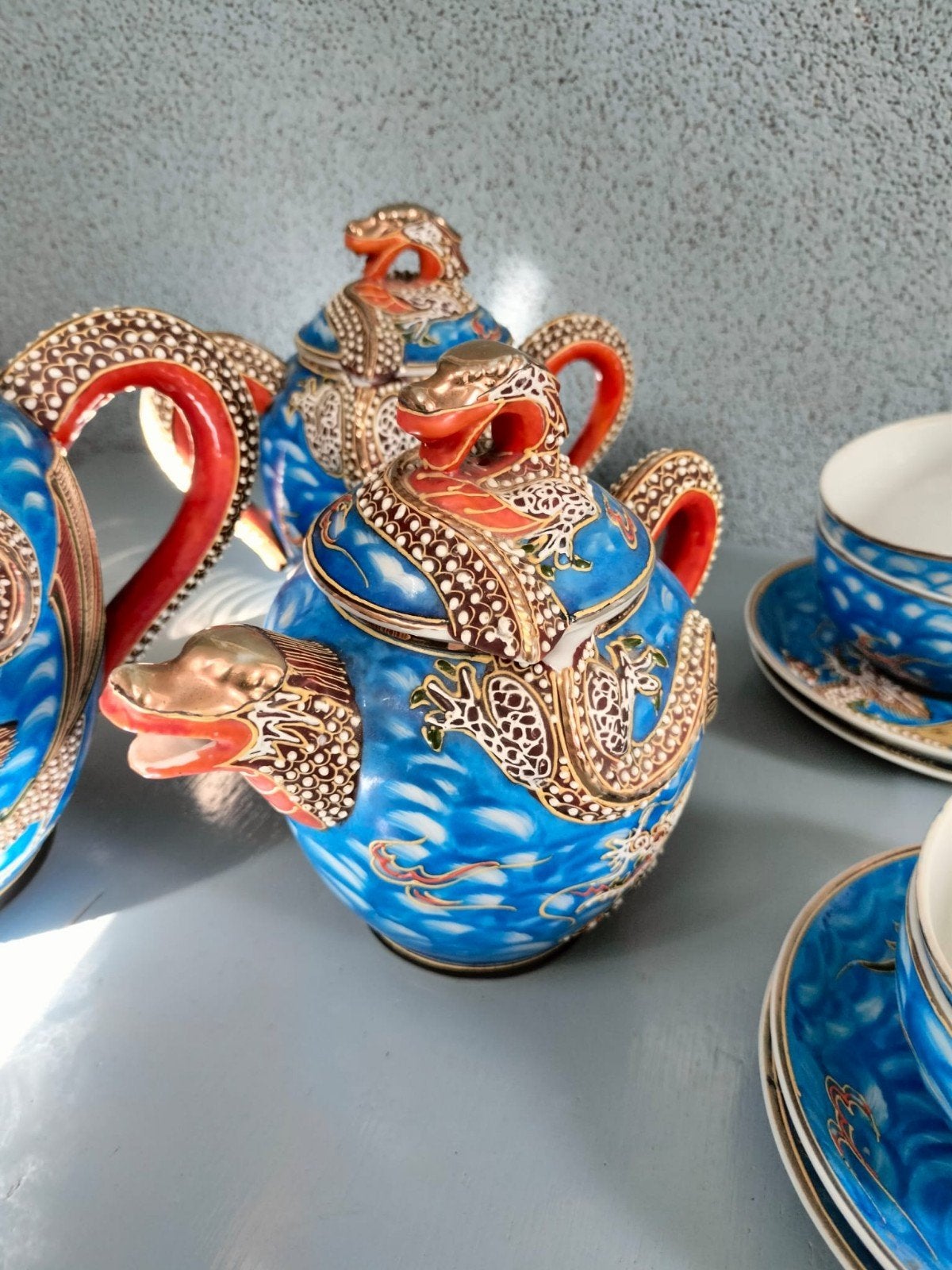 Vintage Japans draken theeservies - Yamasan China, Antiek en Kunst, Ophalen
