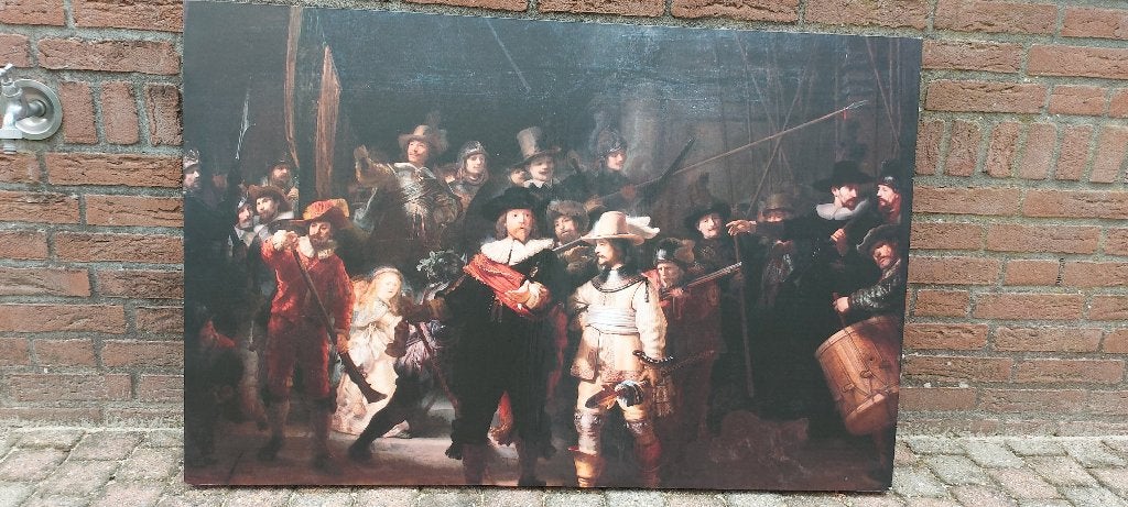 Rembrandt Nachtwacht print op canvas, Ophalen, 125 cm of meer, 75 – 100, Print