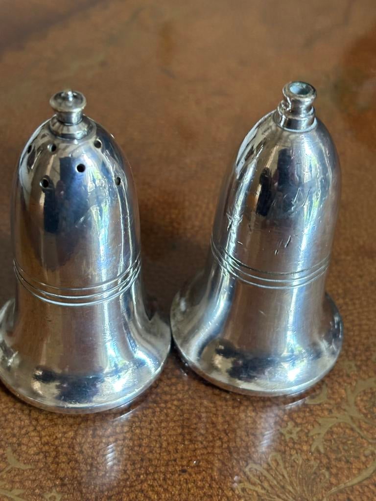 Antieke verzilverde Zout- en Peperstrooiers Set, Ophalen of Verzenden