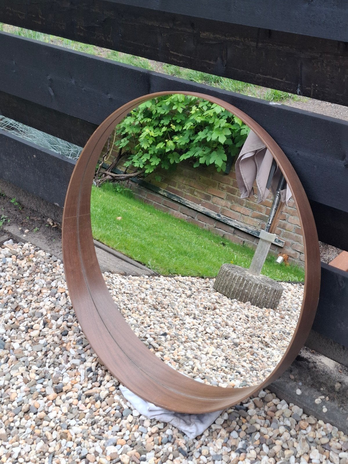 Ikea STOCKHOLM Spiegel walnootfineer 60 cm, Ophalen, Rond, Zo goed als nieuw, Minder dan 100 cm