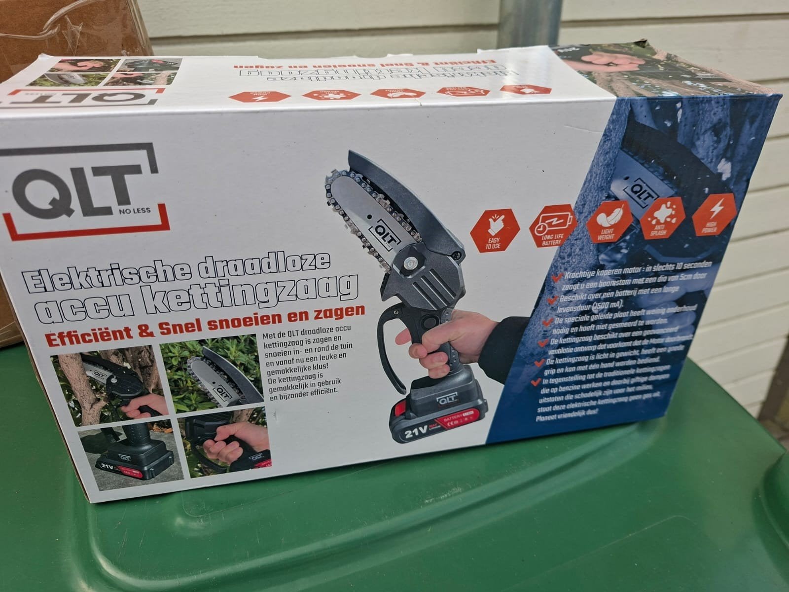 QLT Elektrische Draadloze Accu Kettingzaag 21V