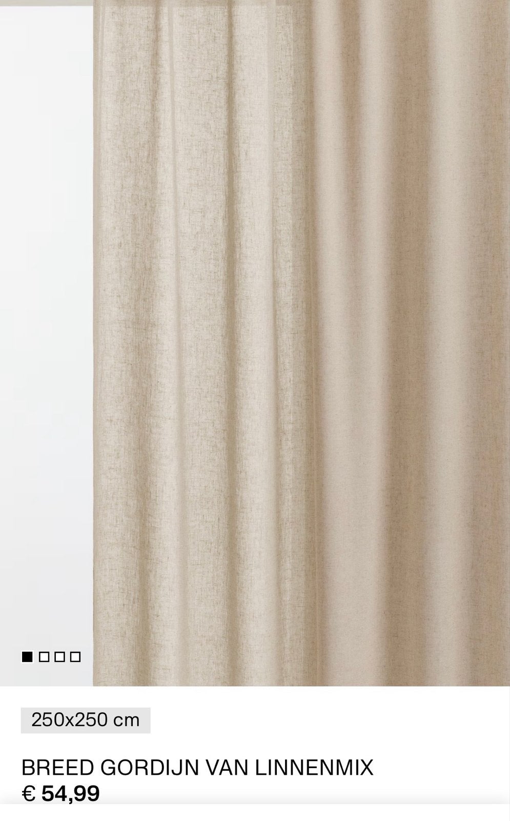 Set van 2 H&M Home gordijnen linnenmix beige 250x250 cm, Overige merken, Beige, Nieuw, Ophalen of Verzenden