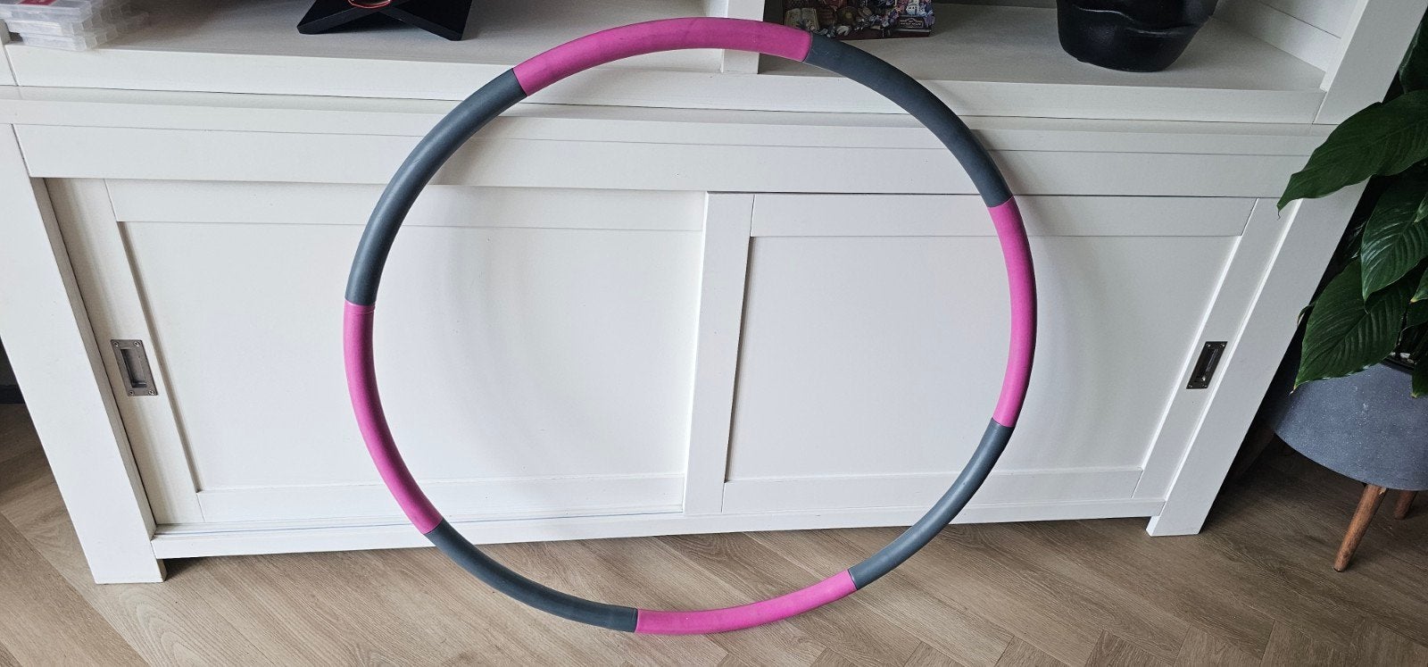 Fitness hoelahoep roze grijs, Ophalen, Met gewicht, Gebruikt, Fitness hoelahoep