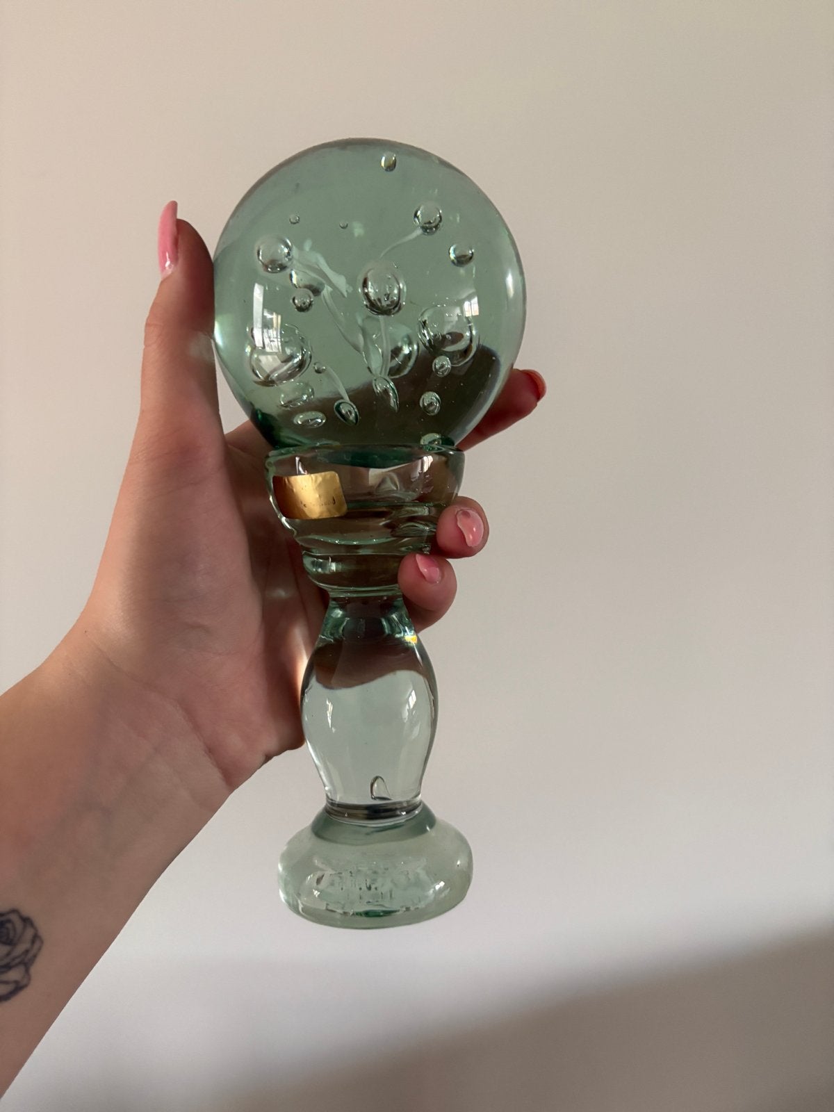 Vintage Glazen Bol met Voet - Pfeiffer Handmade Holland, Ophalen