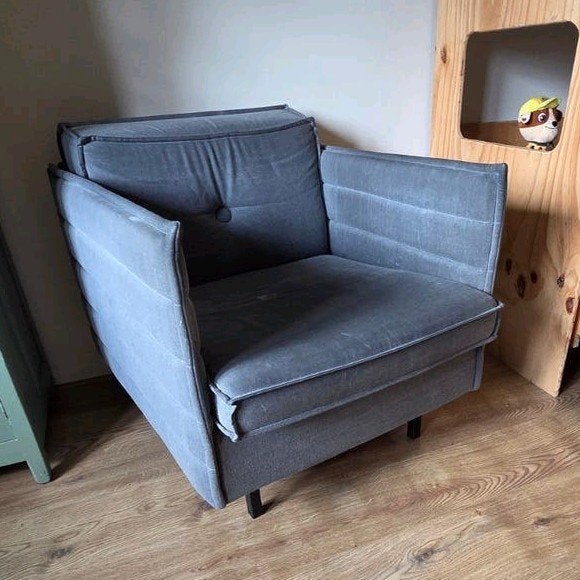 Comfortabele grijze fauteuil - Ideaal voor elke kamer, Huis en Inrichting, Ophalen, Gebruikt, Minder dan 75 cm, 75 tot 100 cm