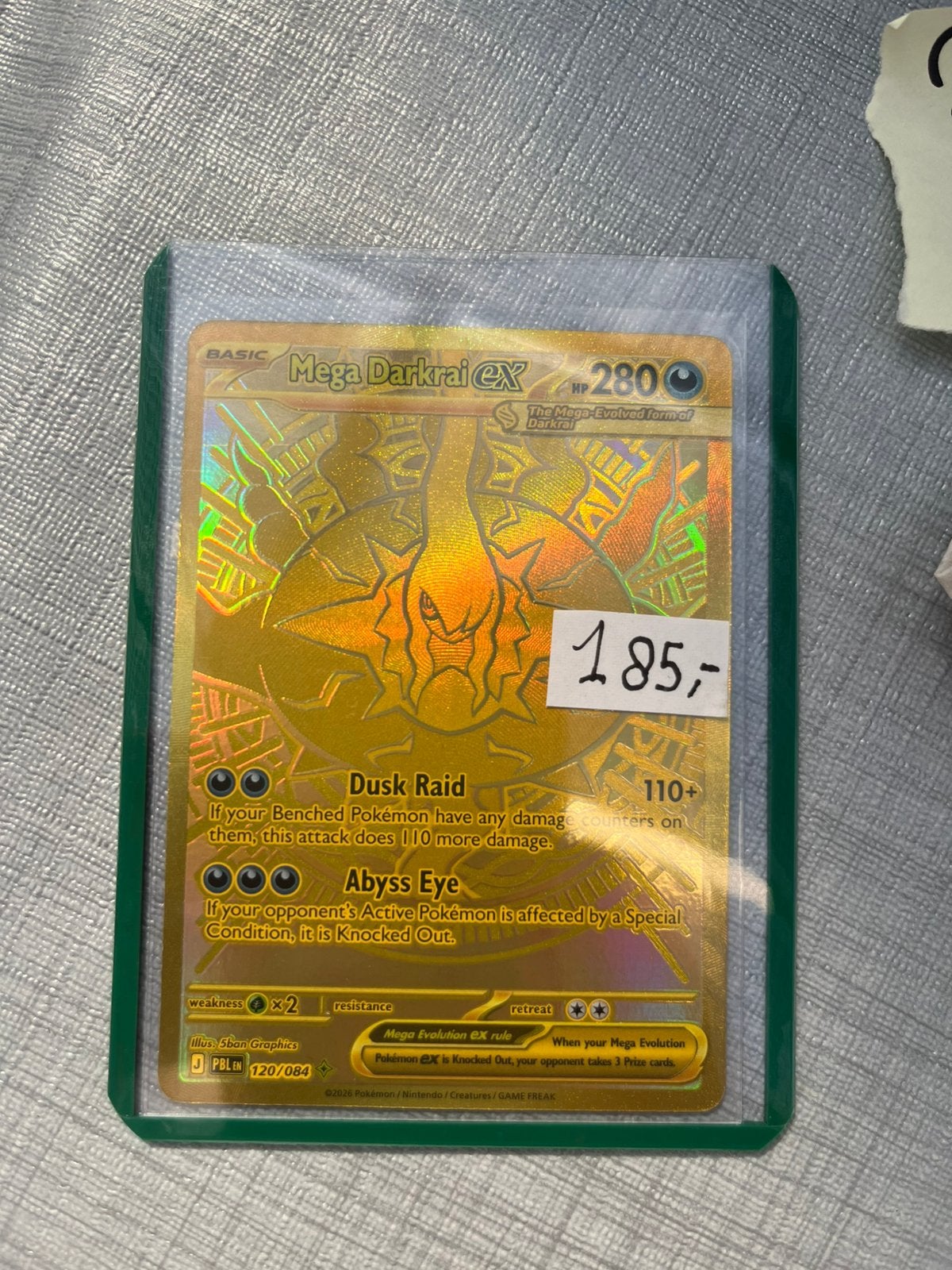 Mega darkrai ex gold 120 84, Ophalen of Verzenden, Zo goed als nieuw