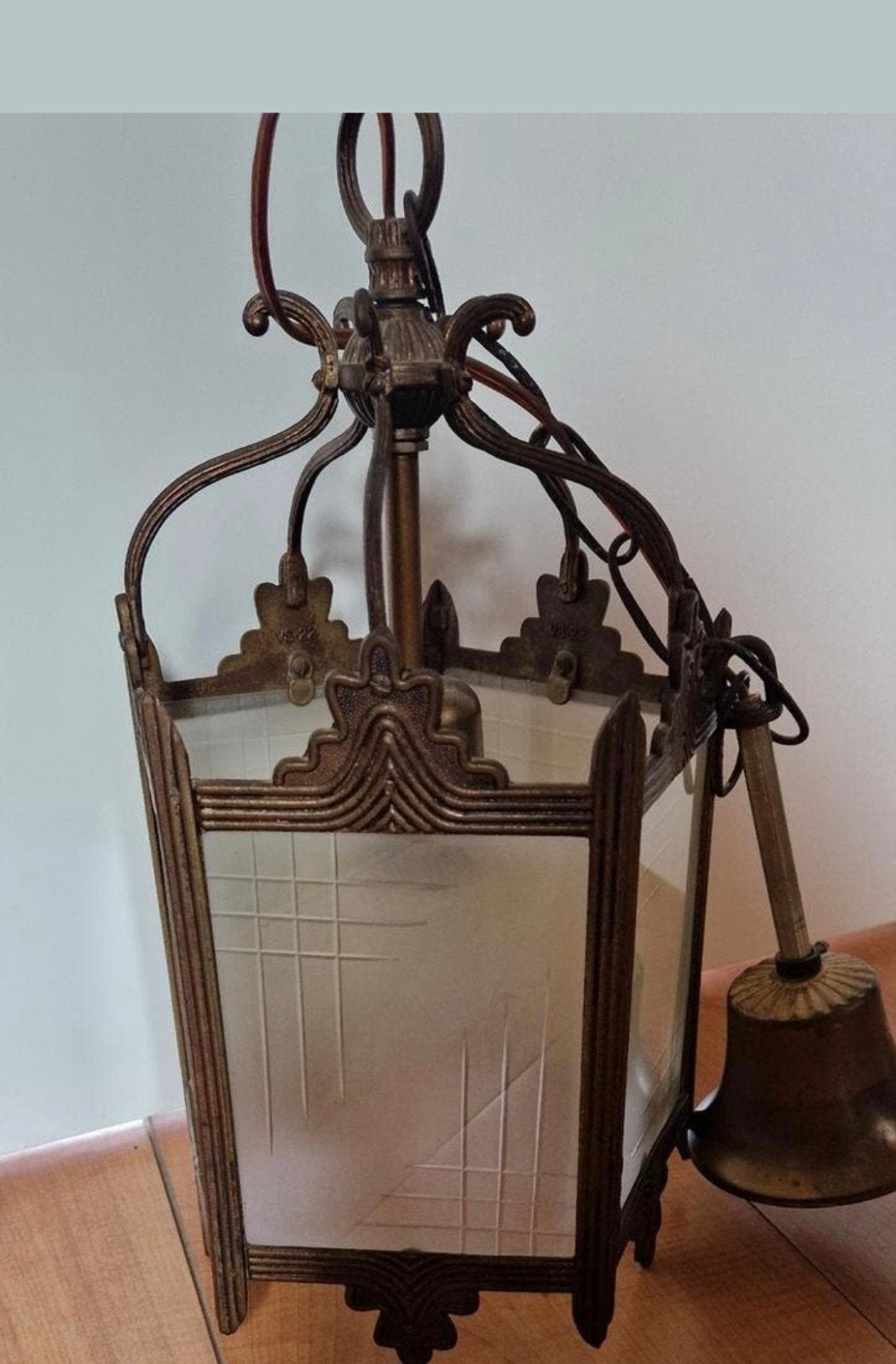 Vintage messing hal lamp - lantaarn, Antiek en Kunst, Ophalen of Verzenden