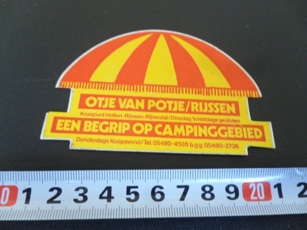 sticker Rijssen OTJE VAN POTJE een begrip op CAMPINGgebied, Verzamelen, Ophalen, Zo goed als nieuw