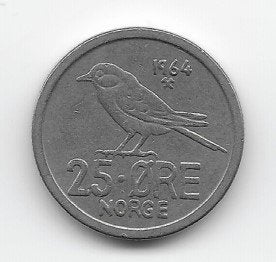 Noorwegen 25 øre 1964 KM# 407, Verzenden, Overige landen, Losse munt