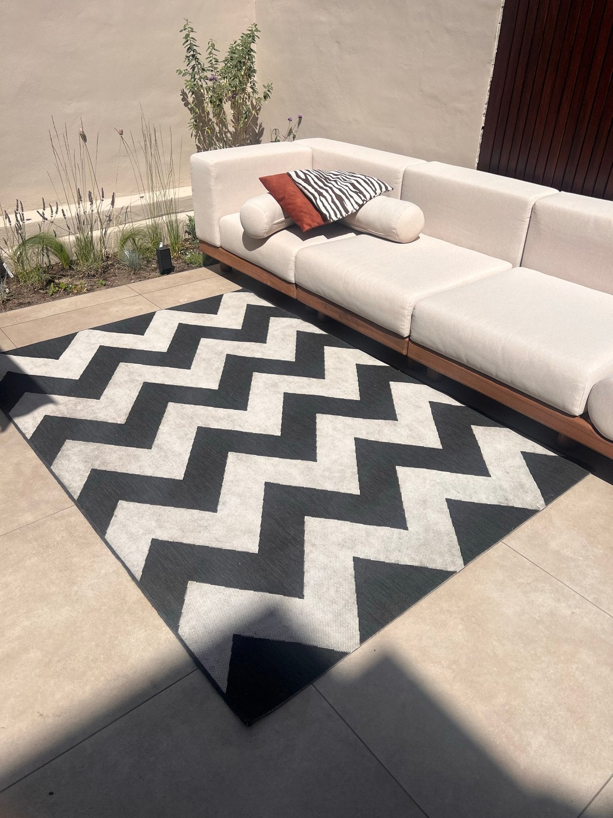 Buitenkleed / kleed voor tuin zwart wit 160x230, Ophalen, Gebruikt, Wit, 150 tot 200 cm