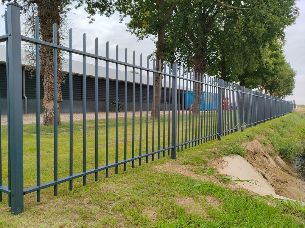 23 Spijlenhekwerk H1.50m L22.25m antraciet RAL 7016 compleet, Ophalen, Nieuw, IJzer, Dubbelstaafmat hekwerk