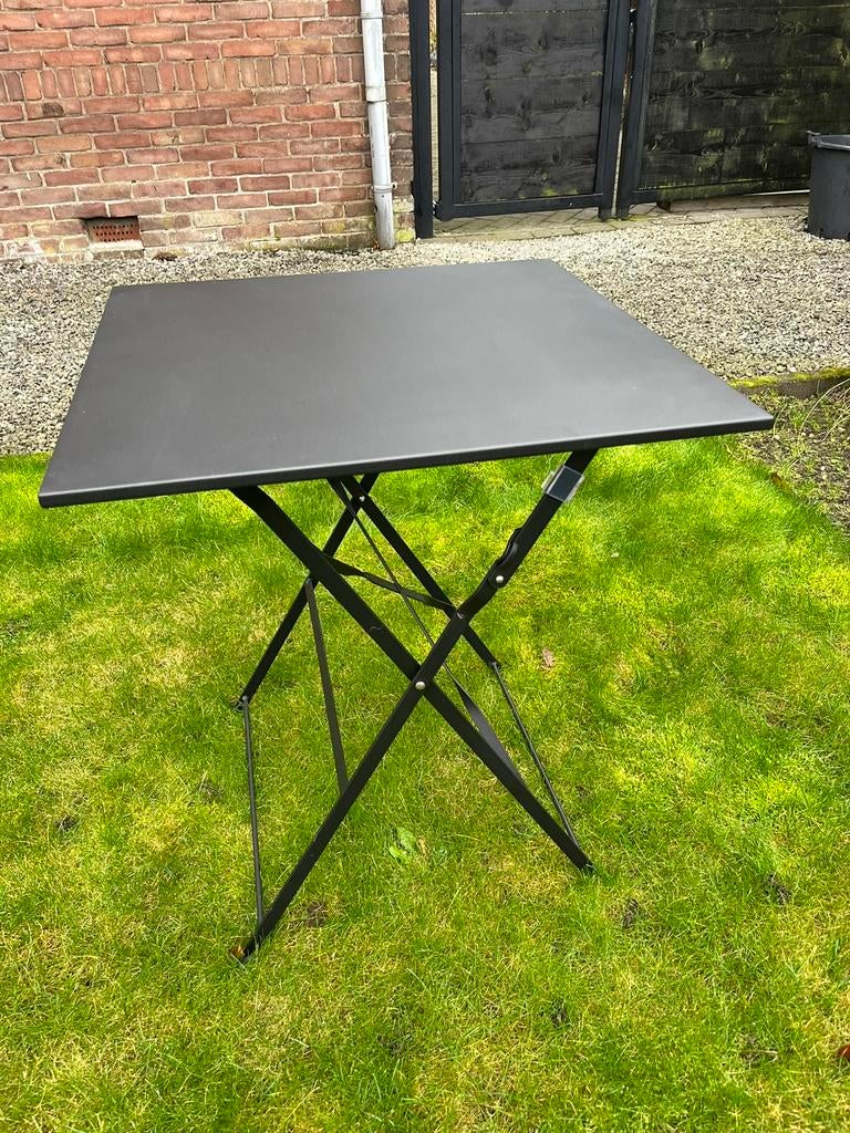 Klaptafel - bistro - balkon - zwart - tuin, Ophalen, Zo goed als nieuw, Vierkant