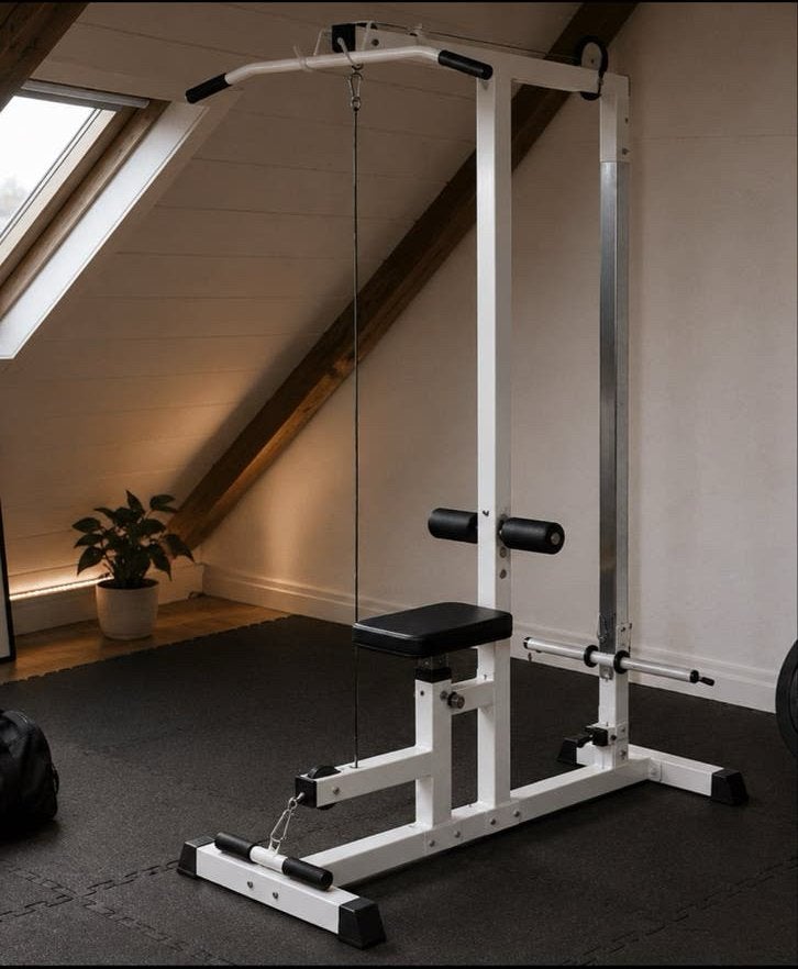 Gorilla Sports Lat Pulldown – Homegym | incl Halterschijven, Ophalen, Krachtstation, Zo goed als nieuw, Metaal