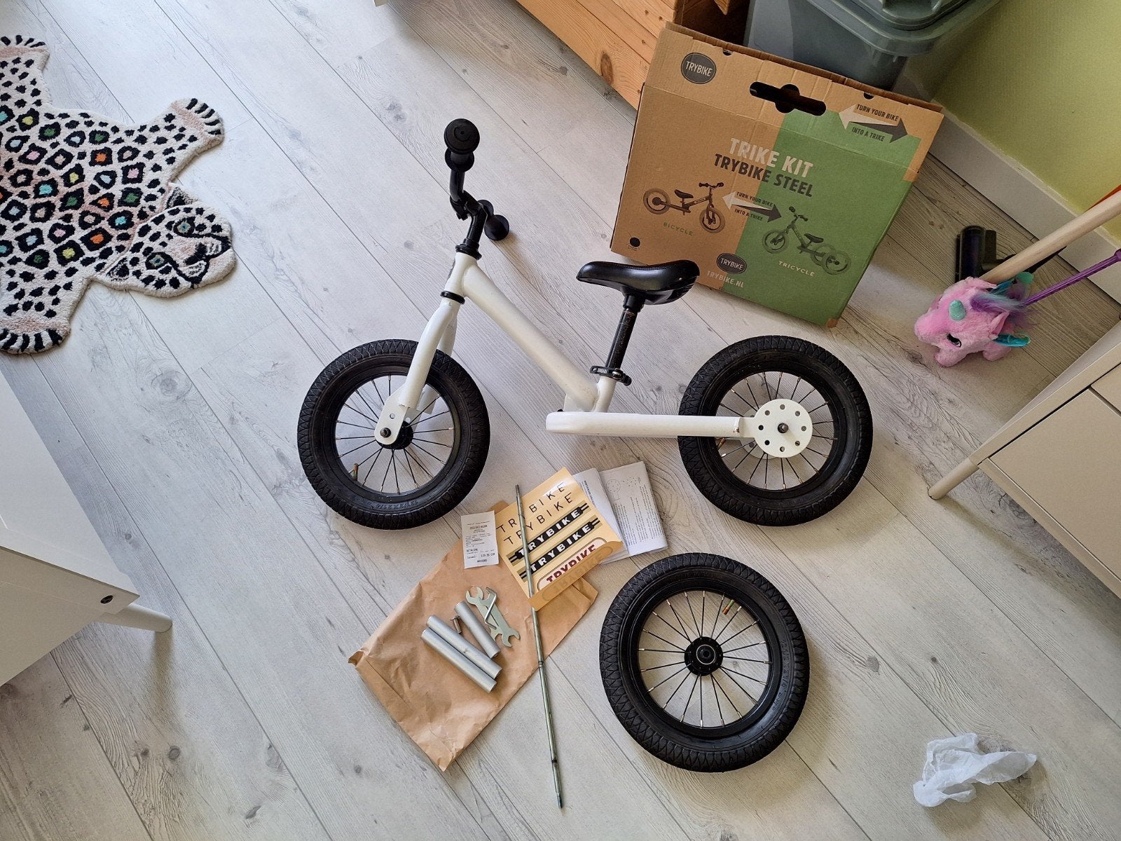 Trybike Steel 2-in-1 loopfiets/driewieler wit, Fietsen en Brommers, Fietsen | Kinderfietsjes, Ophalen, Gebruikt, 16 tot 20 inch