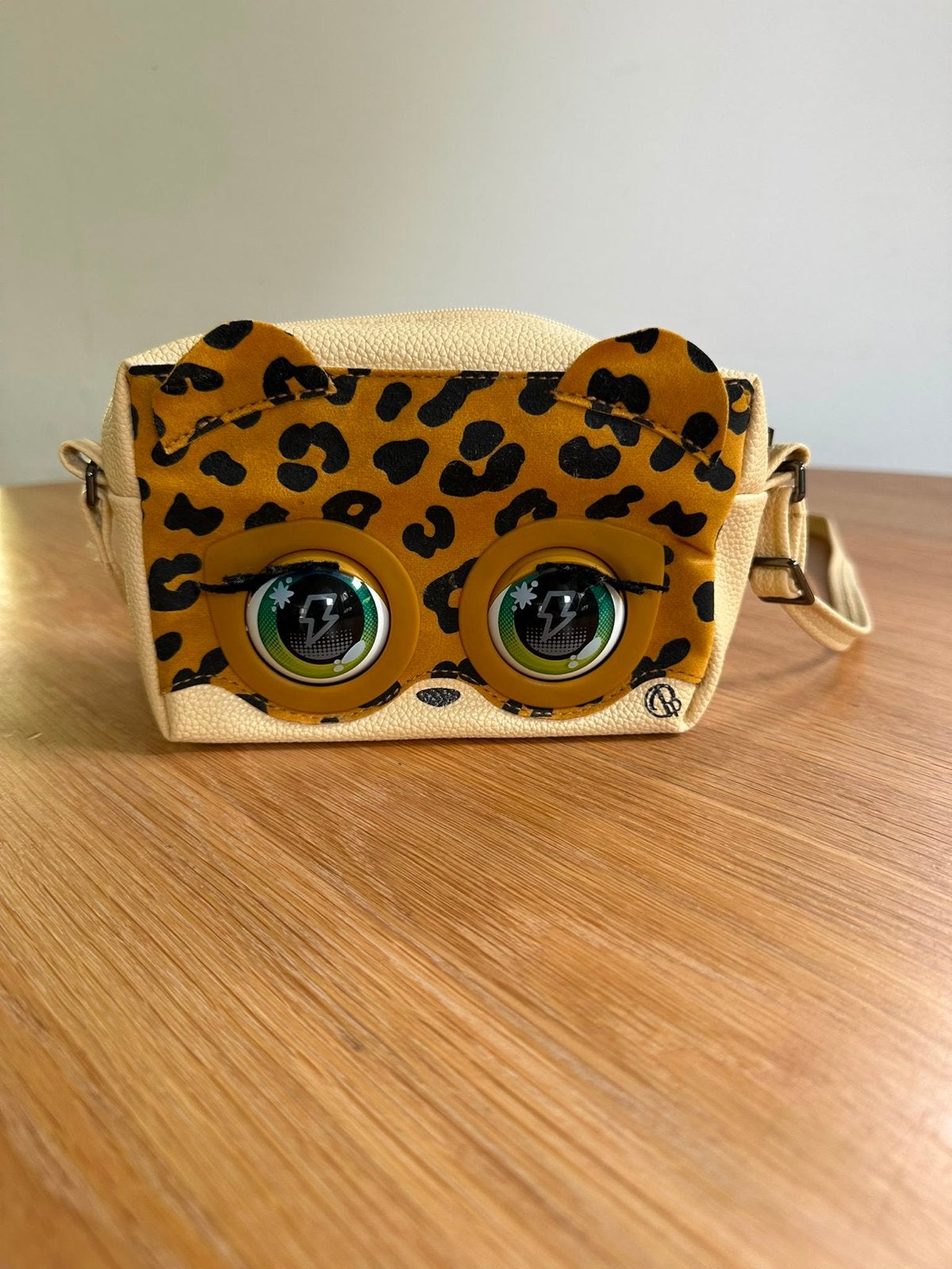 Purse Pets: Leuke tas met ogen en luipaardprint, Ophalen, Zo goed als nieuw, Beige, Schoudertasje