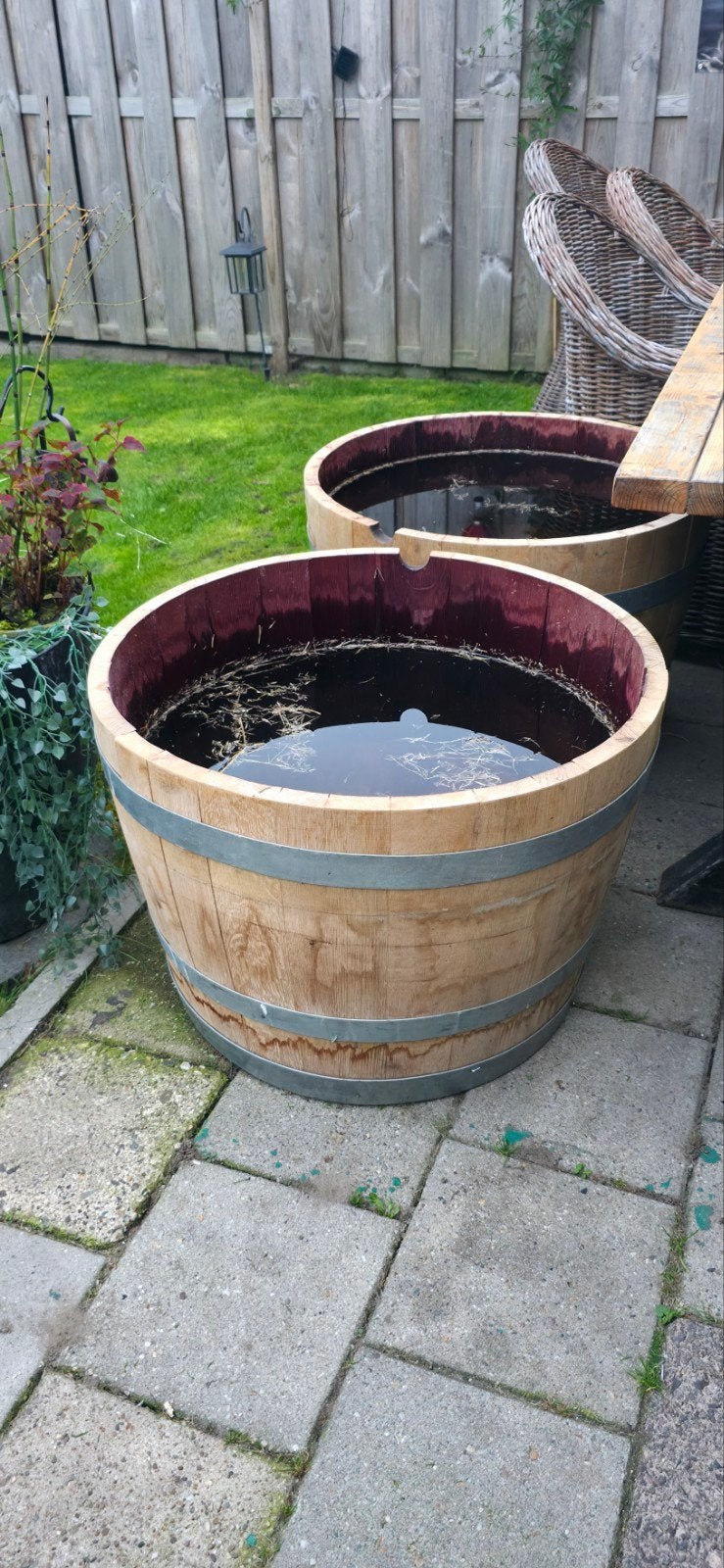 Wijnvat planten/vijverbak voor tuin of balkon 100x50, Ophalen, Overige materialen, Gebruikt, 40 cm of meer