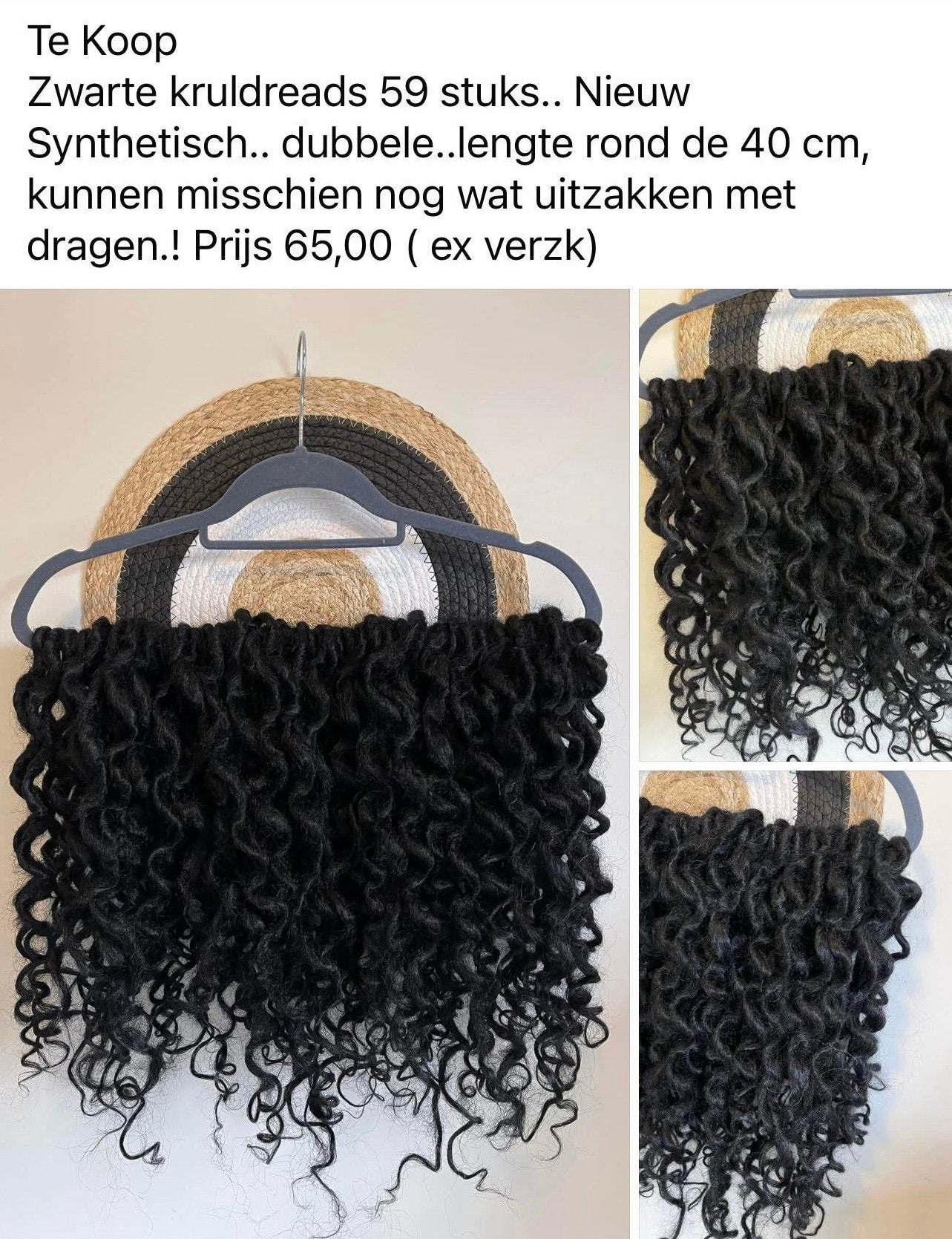 Nieuwe zwarte krul Dreads dreadlocks, Ophalen of Verzenden, Nieuw, Pruik of Haarverlenging