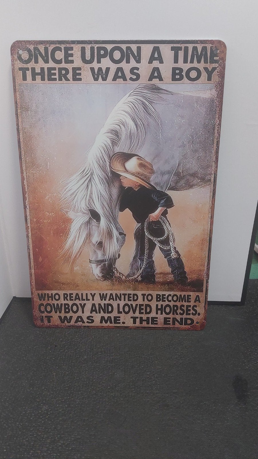 Decoratief bord 'Once Upon a Time' - Cowboy & Paard, Western, Metaal, Meerkleurig, Nieuw