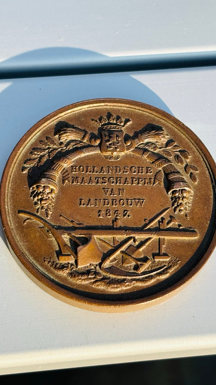 Historische Medaille: Hollandse Maatschappij van Landbouw, Ophalen of Verzenden, Brons, Nederland