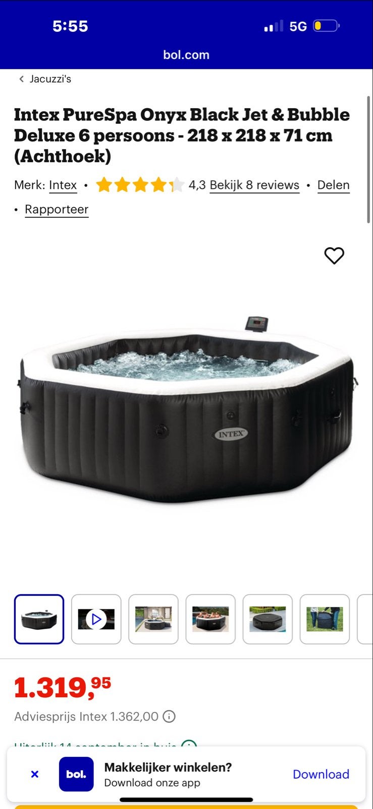 Intex Pure Spa Jacuzzi 6 personen, Ophalen of Verzenden, Gebruikt, Filter, Opblaasbaar