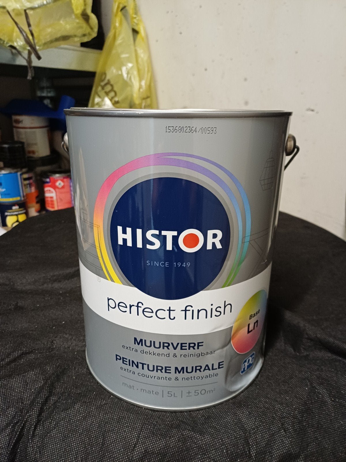 Nieuwe Histor Perfect Finish muurverf botergeel 5L, Ophalen, 5 tot 10 liter, Geel, Nieuw