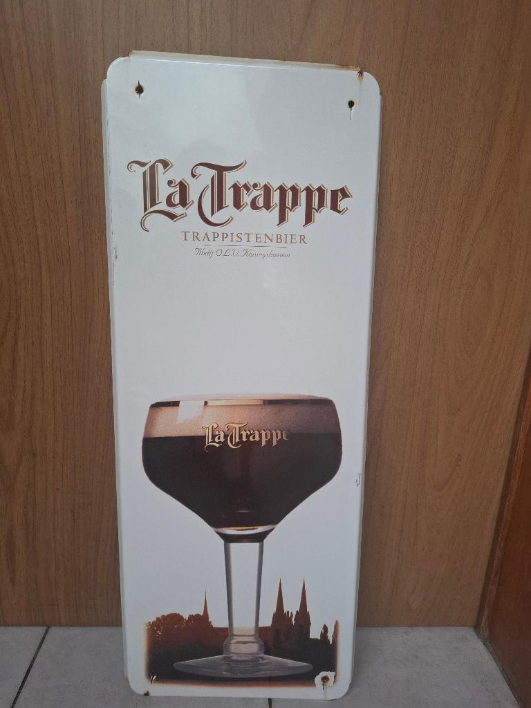 Emaillebord La Trappe trappist, Ophalen of Verzenden, Zo goed als nieuw, Reclamebord, Plaat of Schild, La Trappe