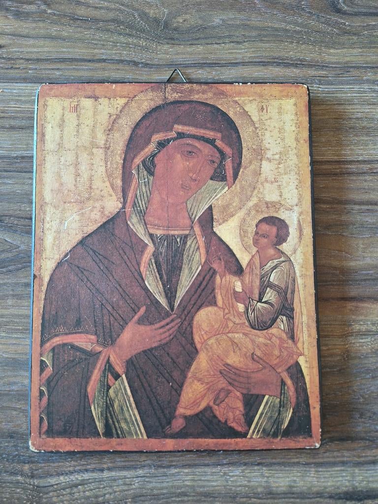 Houten Schilderij: Georgische Maagd Loure-Parys, Antiek en Kunst, Ophalen of Verzenden