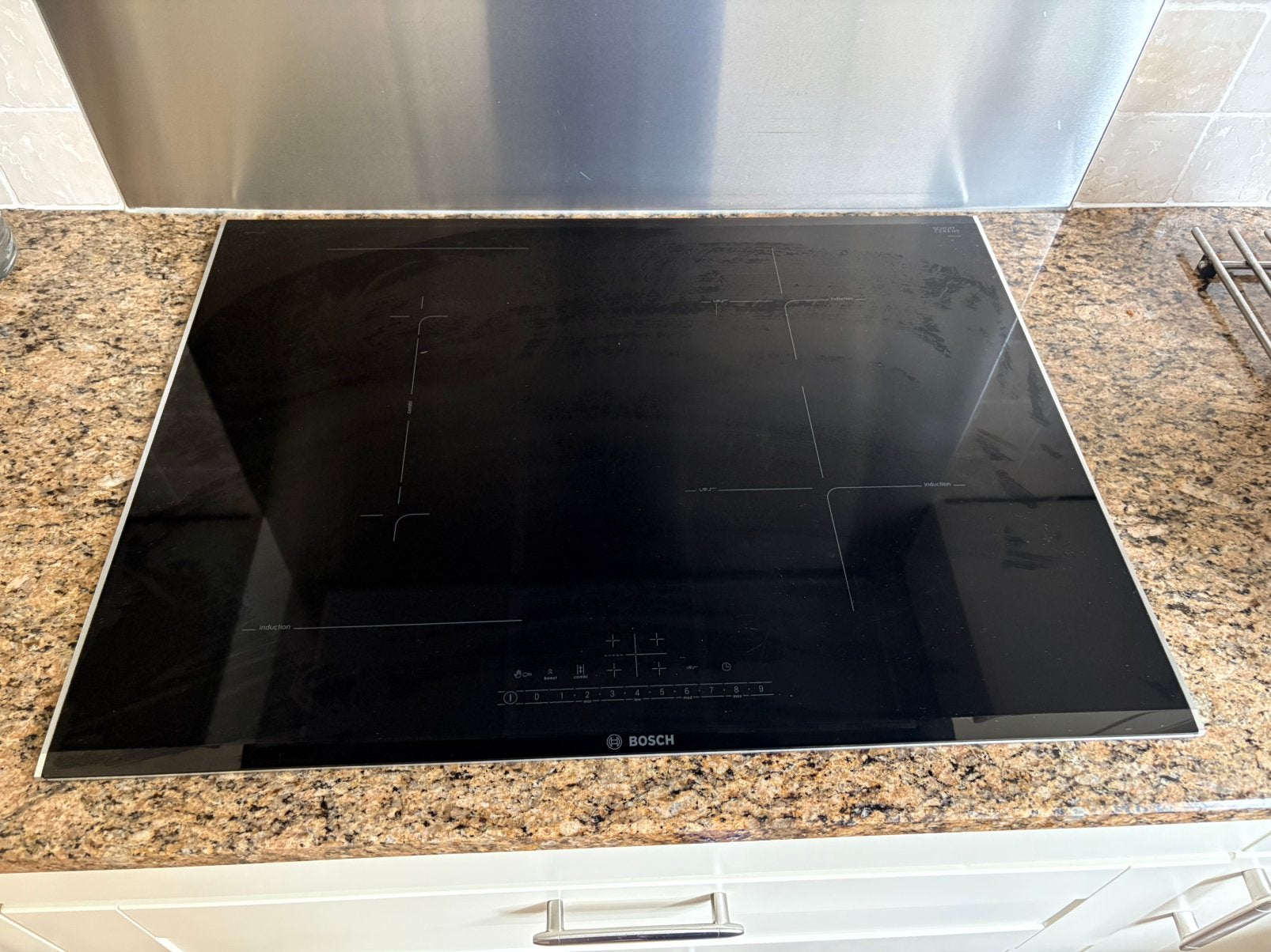 Bosch inbouw inductie kookplaat PVP775FC1E, Ophalen, Gebruikt, 4 kookzones, Inbouw