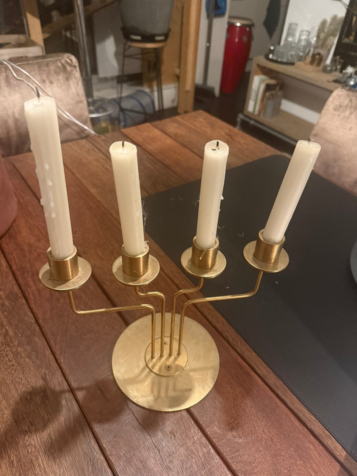 Originele Vintage Gouden Kaarsenhouder, Ophalen of Verzenden, Overige materialen